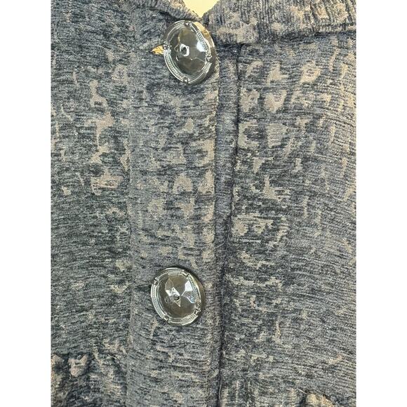 Gorgeous Ruffle Brocade Pea Coat - Black & Chocolate - Size XL (Juniors Sizing) - Picture 10 of 16